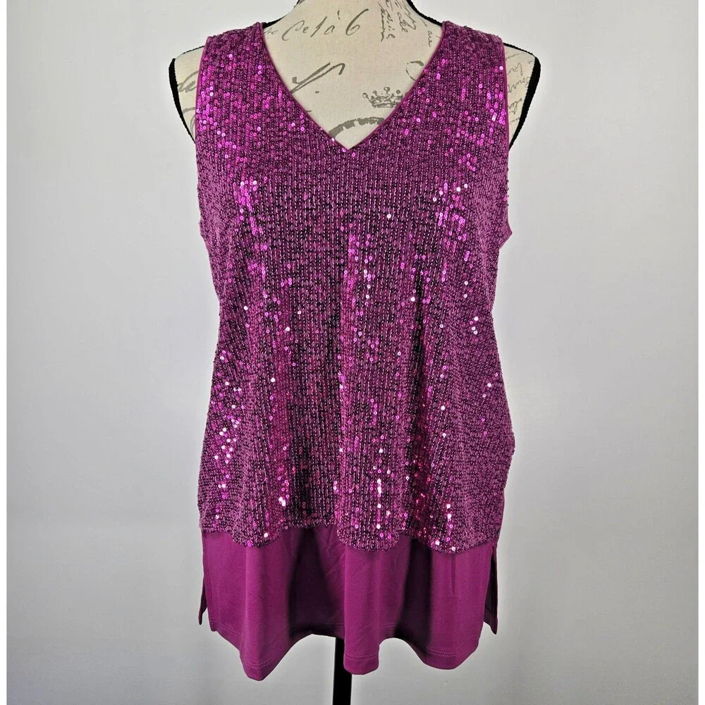 Michael‎ Kors Women's Size Small Pink Sequin Tank Top